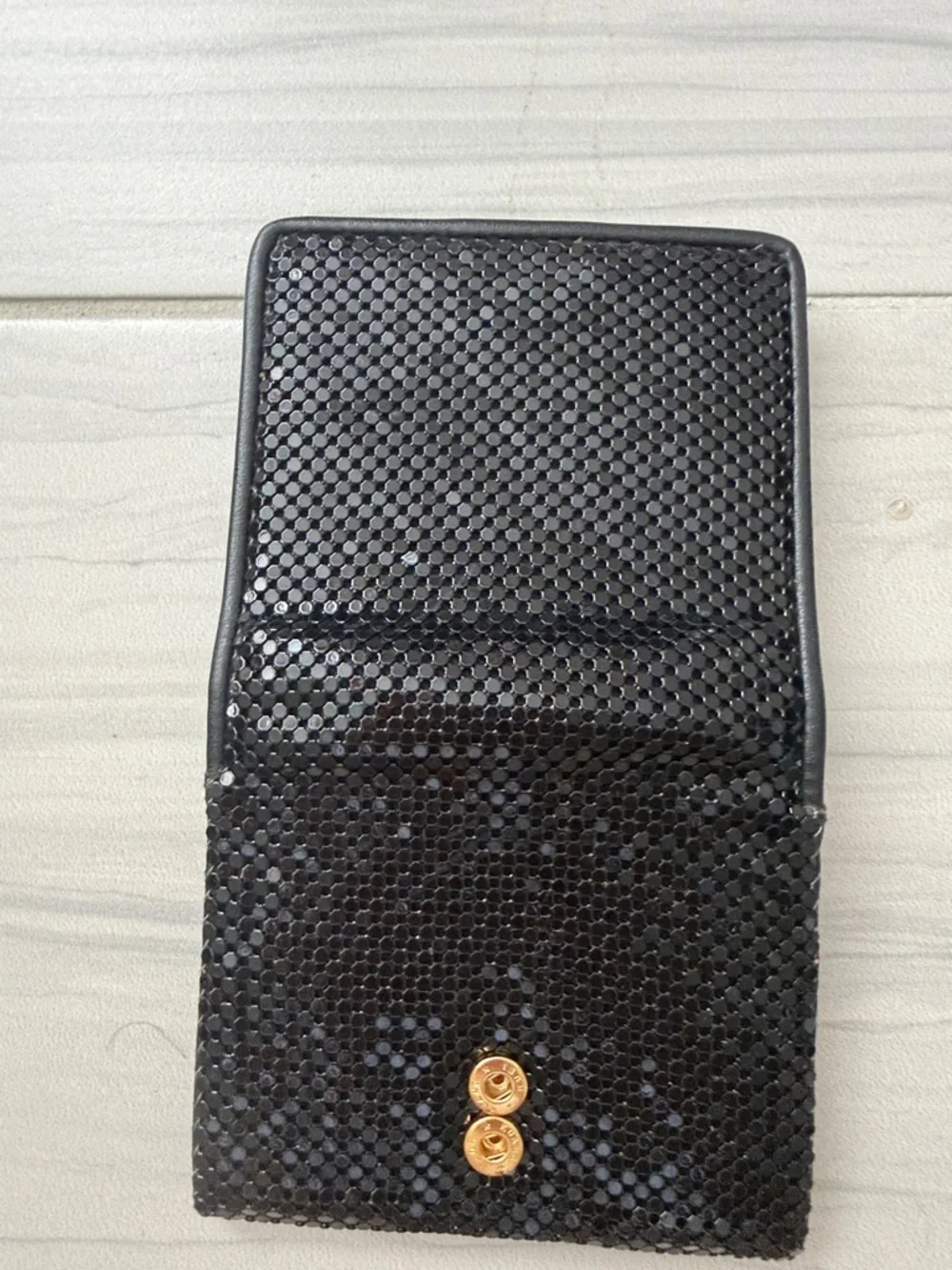 Whiting & Davis Black Snap Wallet